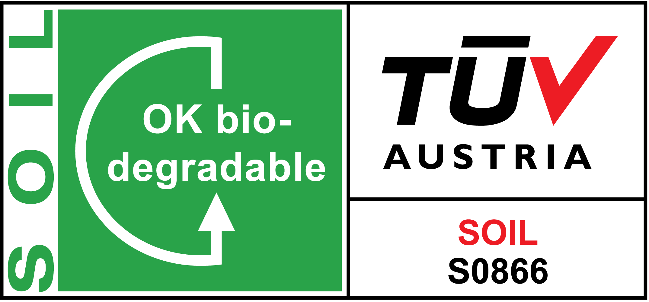 OK biodegradable SOIL certification by TÜV Austria